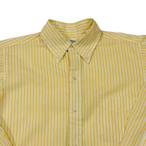 Vtg Brooks Brothers Dress Shirt Mens Sz 16 Yellow Striped Button Long Sleeve 80s